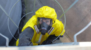 chemical plant employee working