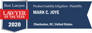 2020 Lawyer of the Year logo awarded to Mark C. Joye for Product Liability Litigation - Plaintiffs in Charleston SC
