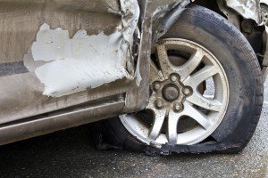 car accident with a tire blow out