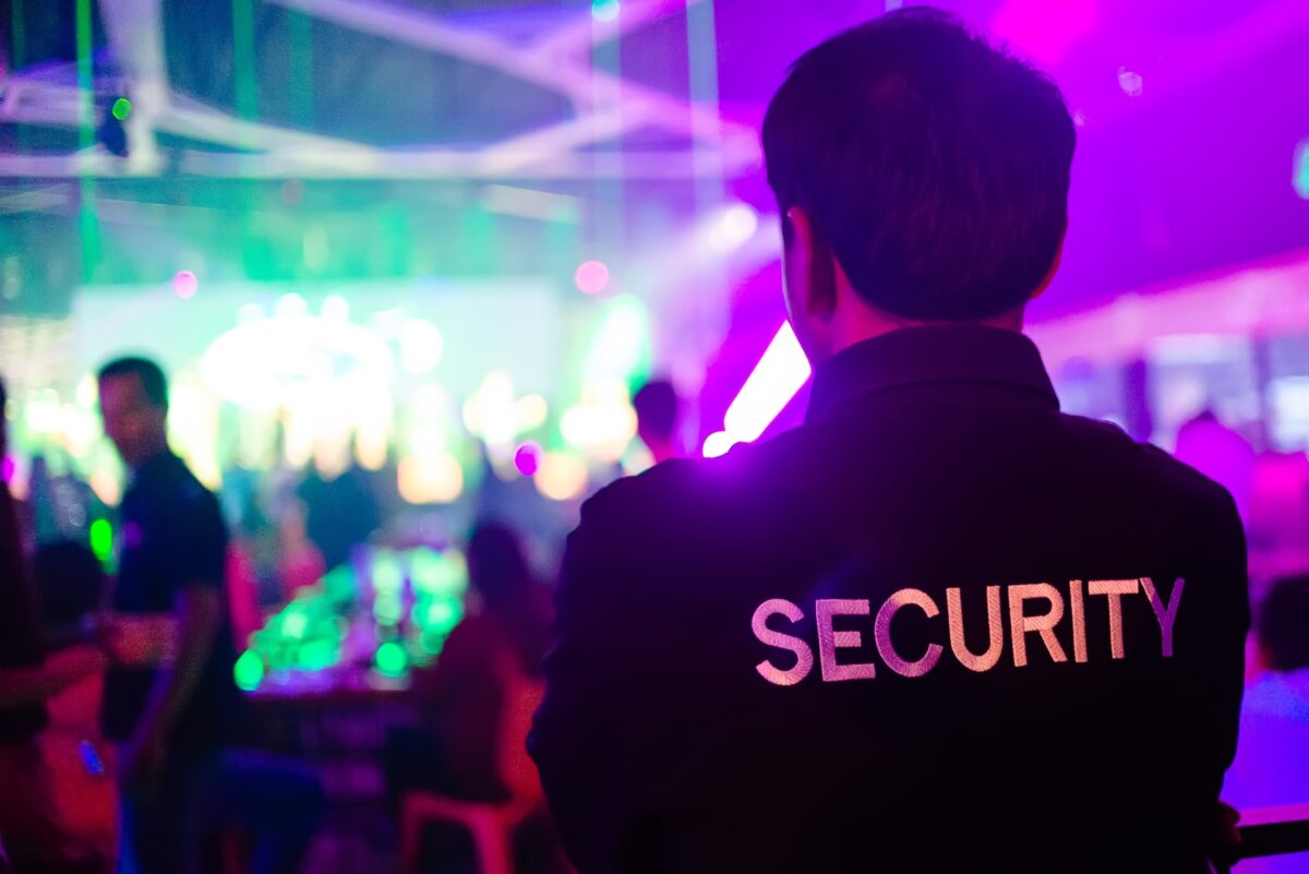 Security guard looking over a South Carolina night club