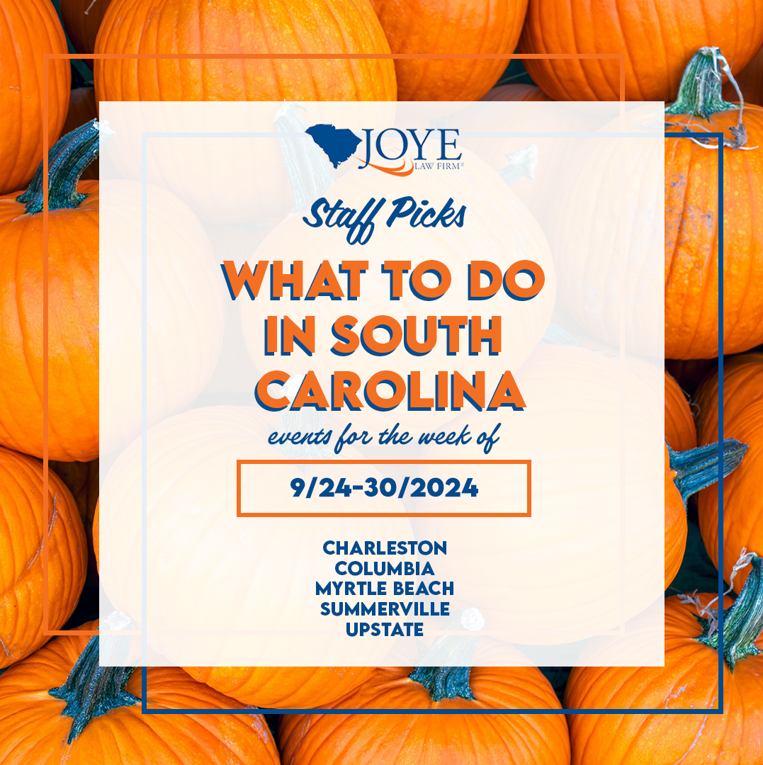 What to do in South Carolina? Events for the week of September 24-30 in Charleston, Summerville, Columbia, Myrtle Beach, and Upstate SC.