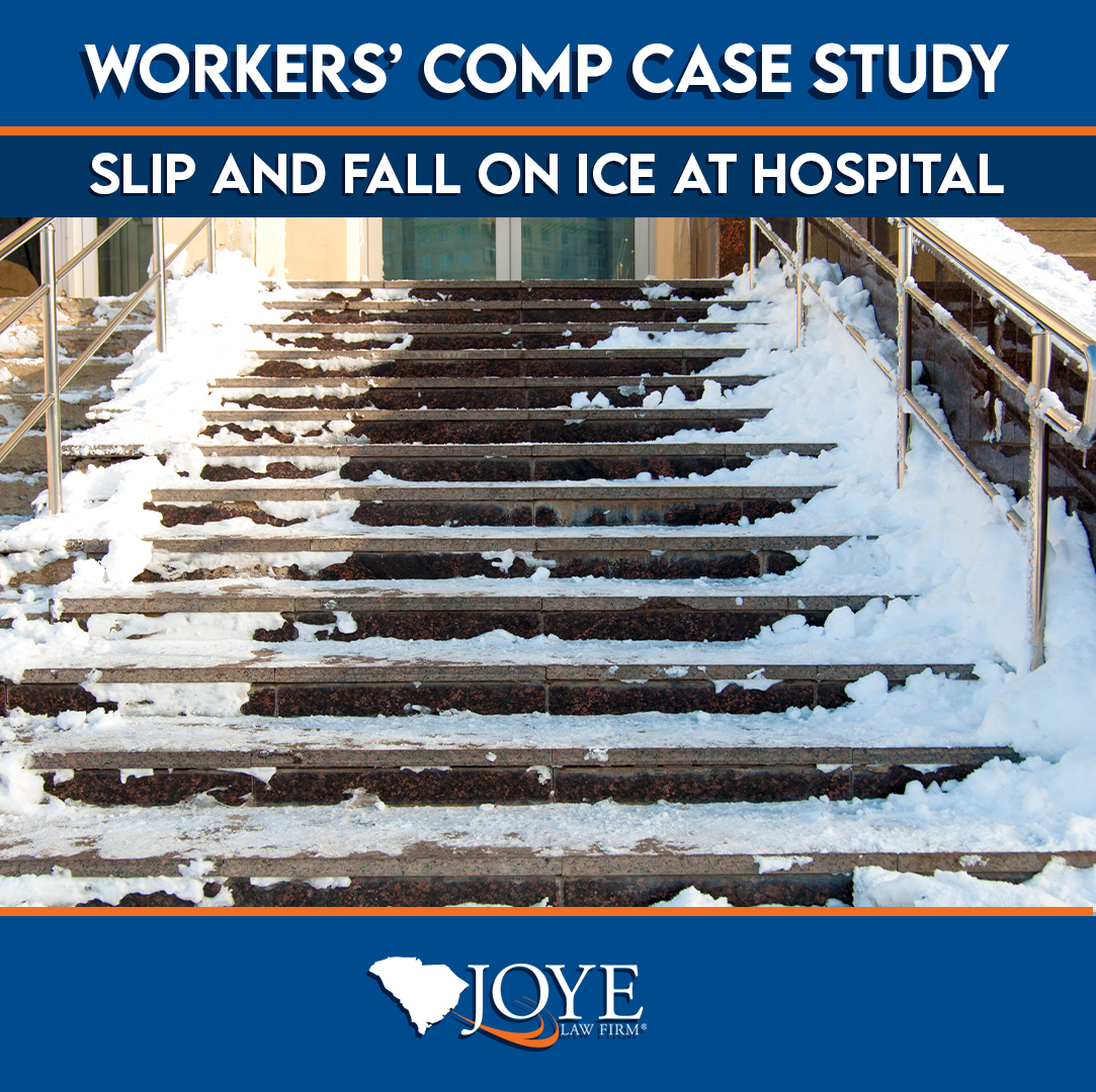 Workers Comp case study for radiologist technologist who slip and fell on ice at Charleston hospital