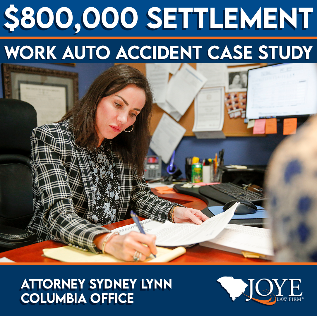 Joye Law Firm Attorney Sydney Lynn wins $800,000 Settlement for a car accident on the job