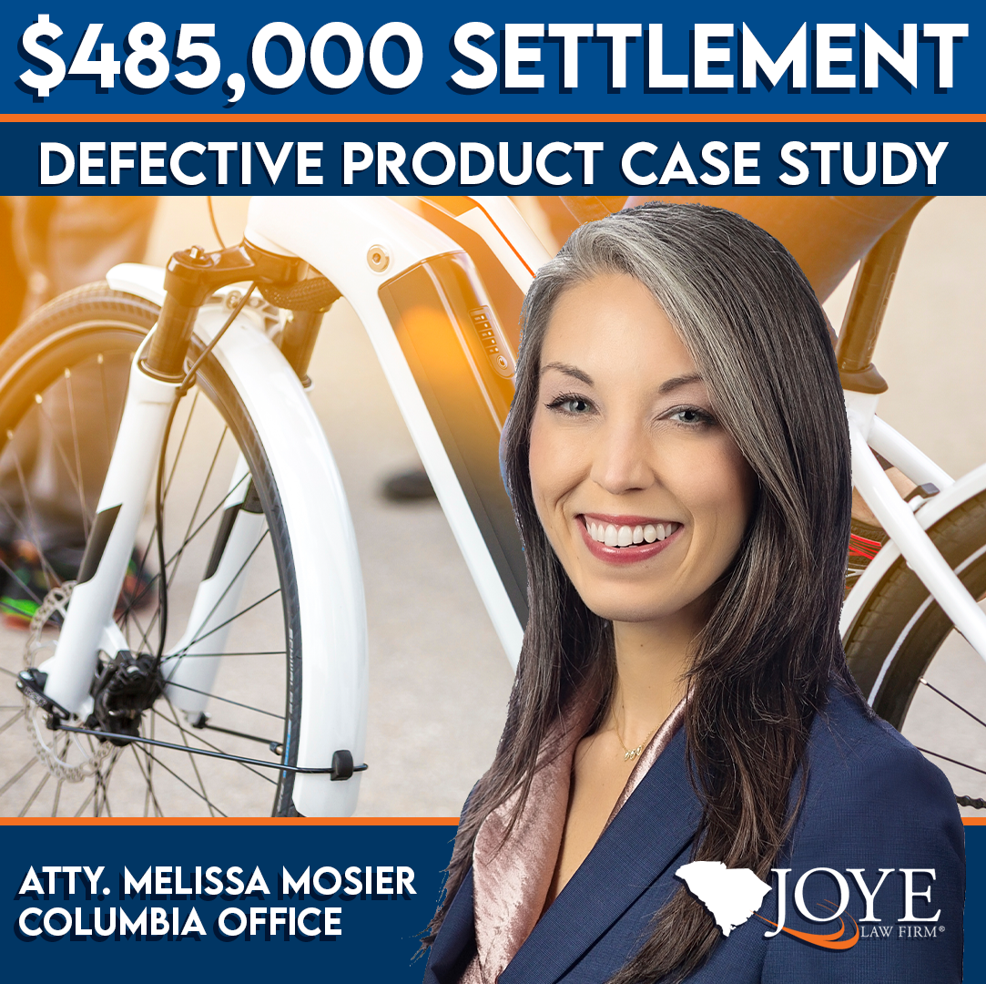 $485,000 Settlement for a client of Columbia attorney Melissa Mosier for a defective e-bike.